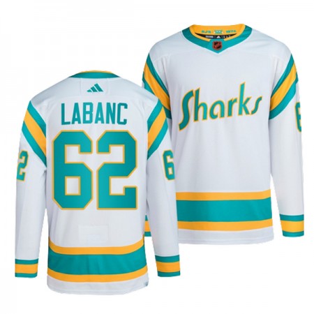San Jose Sharks tröja Kevin Labanc 62 2022-23 Vit Reverse Retro 2.0 Authentic - NHL Tröjor Herr